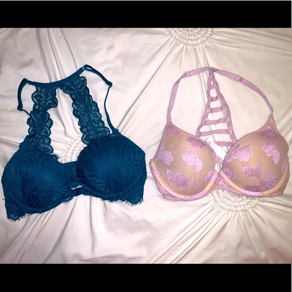 VS Emerald Green & Lilac and Nude Floral Lace Bra Bundle - Picture 1 of 1